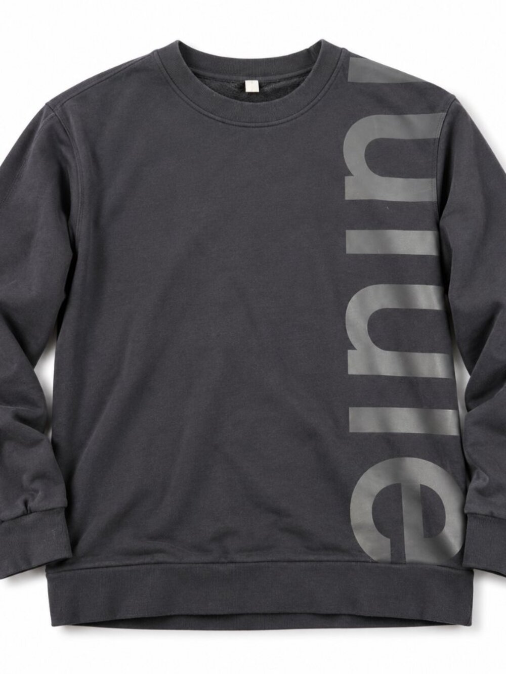 Lululemon Mens 8 Black Oversized Crewneck Sweatshirt Big Logo Cotton Pullover M